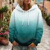Women's Gradient Printed Long Sleeve Hoodie with Pocket and Casual Top