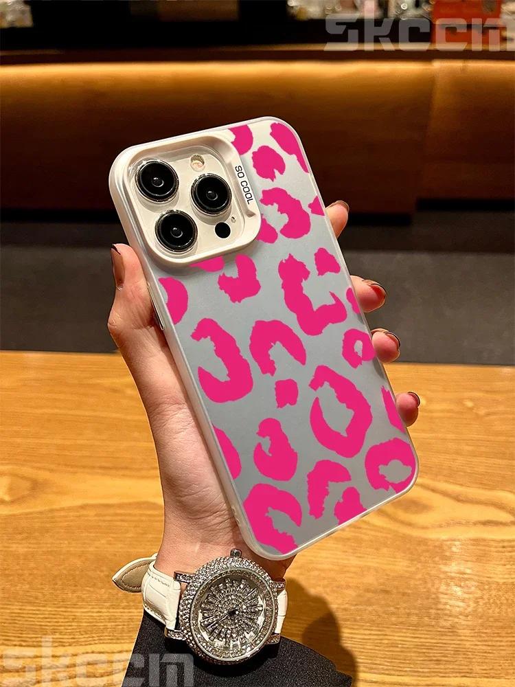 Leopard Print Art Electroplate Silver IMD Phone Case For iPhone 15 Pro Max 16 14 13 12 11 7 8 Plus X XS XR Shockproof Hard Cover