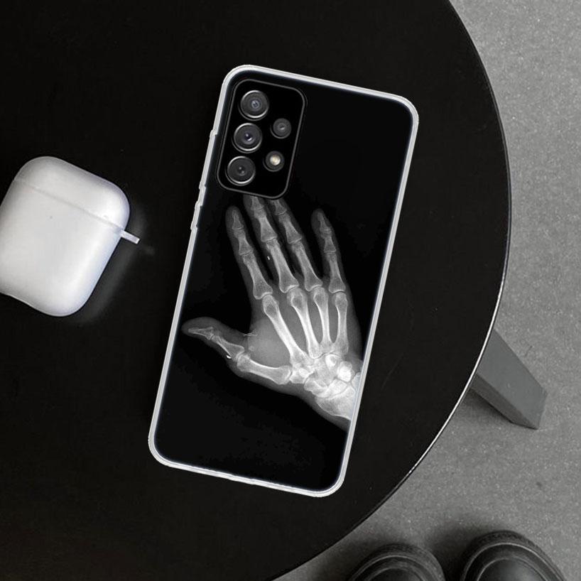 Autumu X Ray Hand Bones Phone Case Cover for Samsung Galaxy A12 A22 A32 A52 A72 A02S A51 A50S A31 A20S A10S Note 20 Ultra 10 Plu