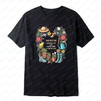 Garden Tools and Flowers with Quote Cotton Unisex TShirt Summer Shortsleev Casual Style Garden Lover Gift Mens Womens Tee