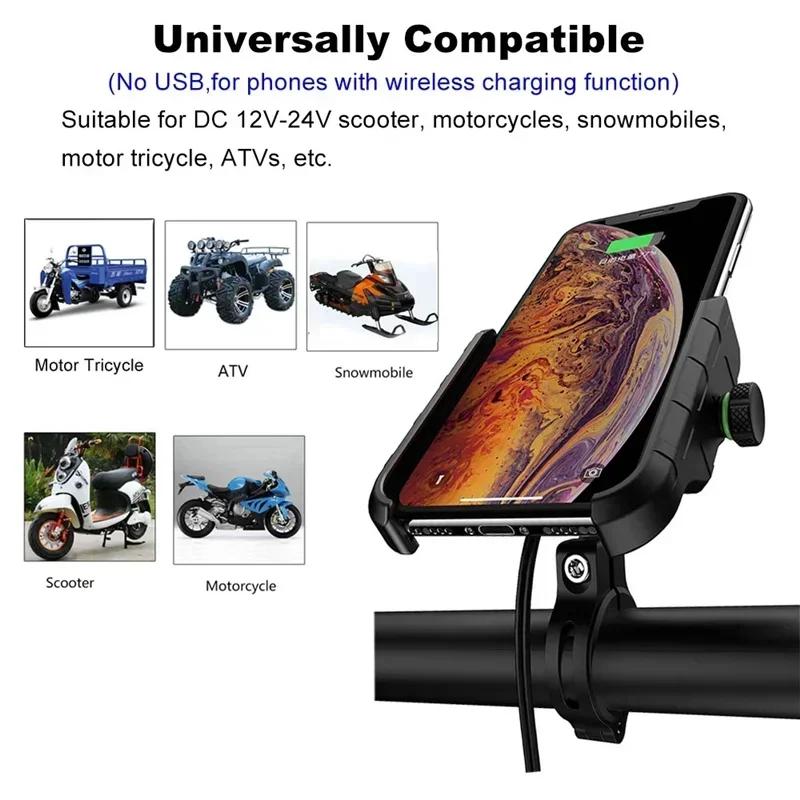 Motorcycle Holder With Wireless Charge Motorbike QC3.0 Fast Charg Cell Phone Wireless Holder Handlebar Mount Stand GPS Holder