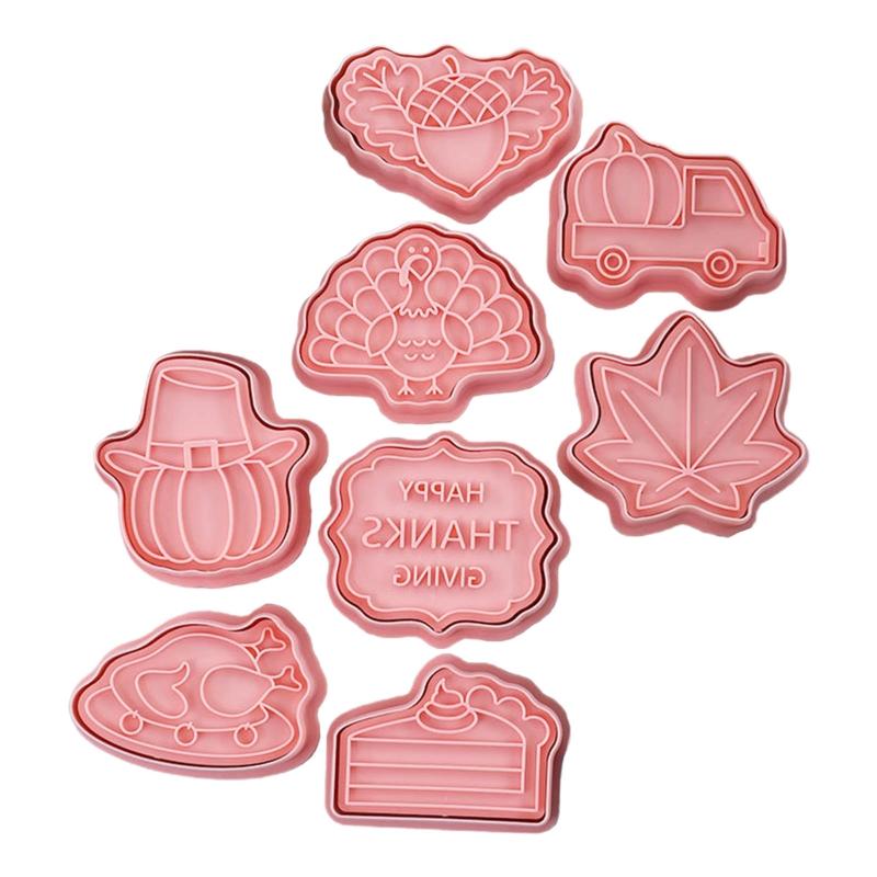 

8 PCS Cookie Cutter Set Plastic Material Cutter Thanksgiving Series Biscuit Cutters Kitchen Baking Cookie Biscuit Gadget 1