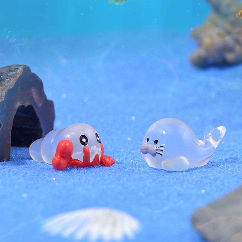 Cartoon Meeresbewohner Serie Mikrolandschaft Aquarium Landschaft Kleines Ornament Mini Seelöwe Einsiedlerkrebs Oktopus DIY Zubehör