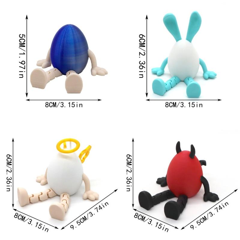 Cartoon Easter Bunny Easter Egg 3D Printed Toy Movable Rabbit Ornament Portable Home Decoration Creative Easter Egg Gifts