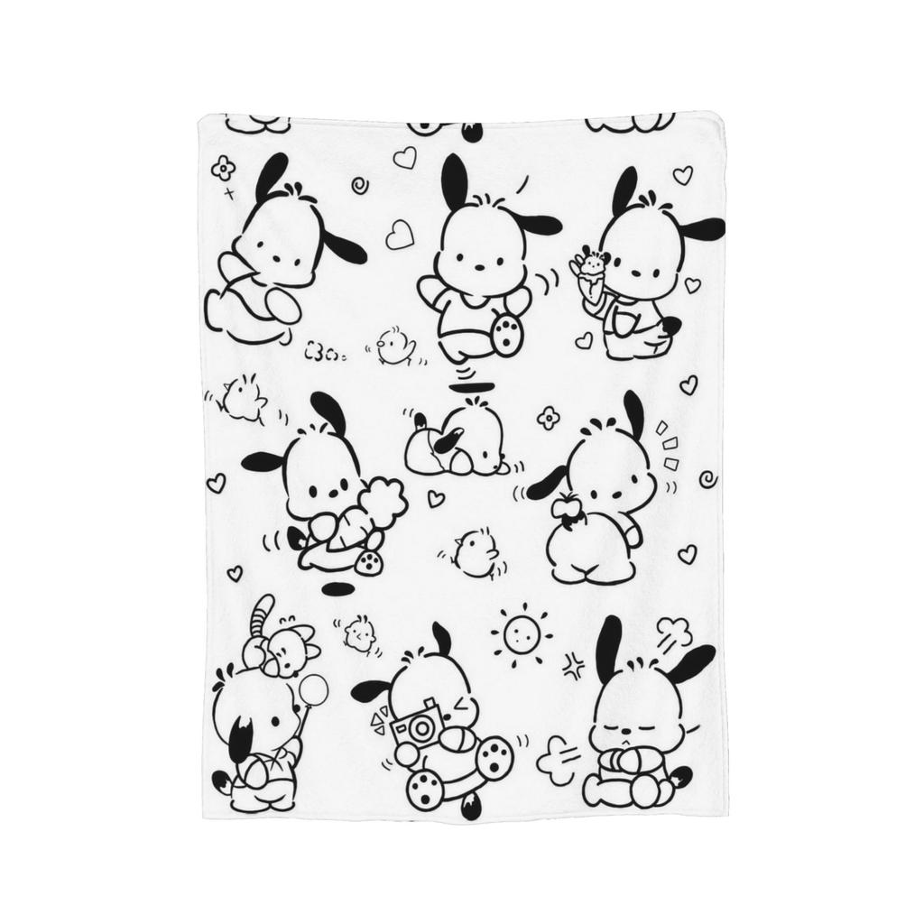 Pochacco Cute Blue Flannel Blanket Cartoon Dog Awesome Throw Blanket for Bed Sofa Couch 125*100cm Bedspreads,