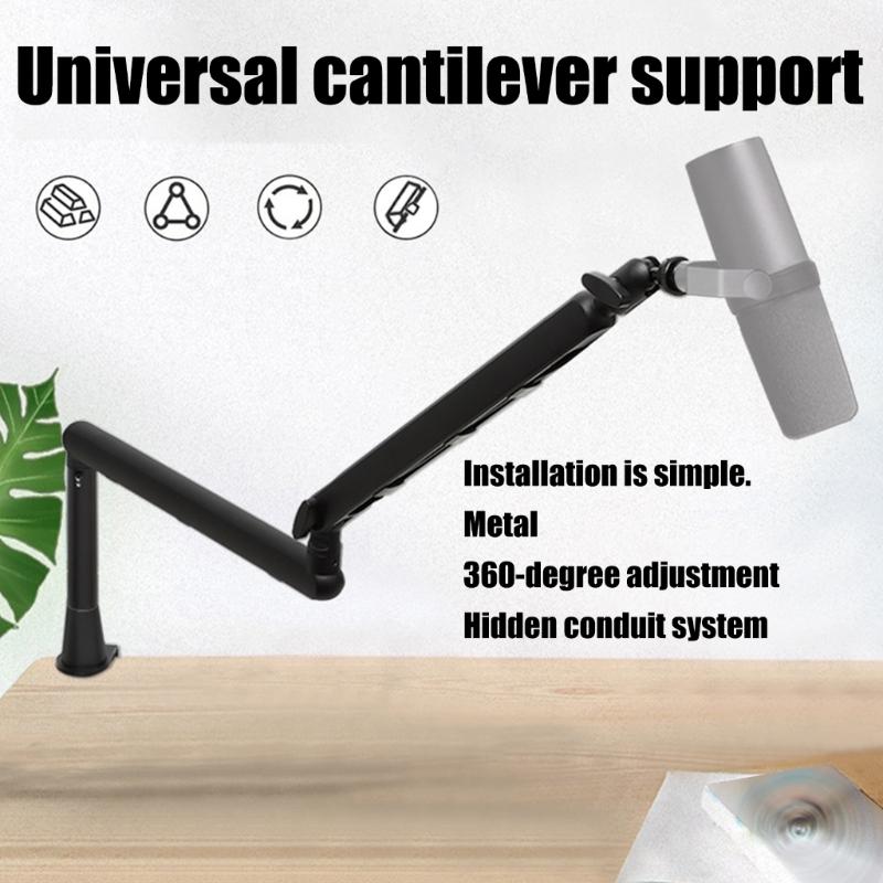Foldable Portable Aluminum Mic Boom Stand Shake Proof Design Compatible for Smartphones Tablets Podcast Studio Use