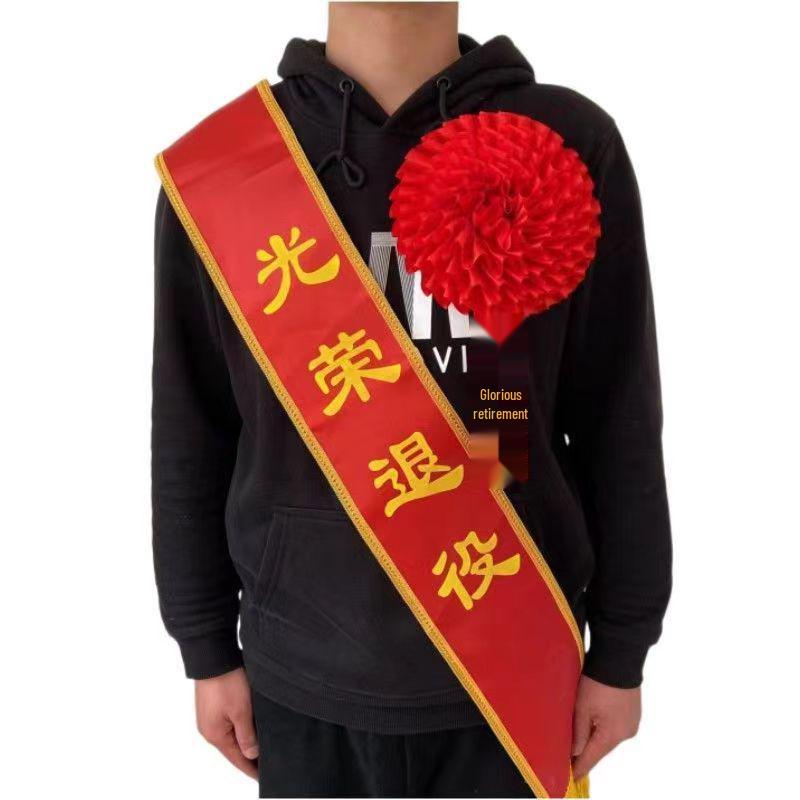Sashes and Badges for Ceremonies: Retirement, Welcome, Enlistment, and Awards with Big Red Flowers and Shoulder Sashes.