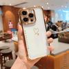 Golden Heart Phone Case For IPhone 11 12 13 14 15 16 Pro Max 7 14 15 16 Plus Electroplate Anti-fall Protection Transparent Cover