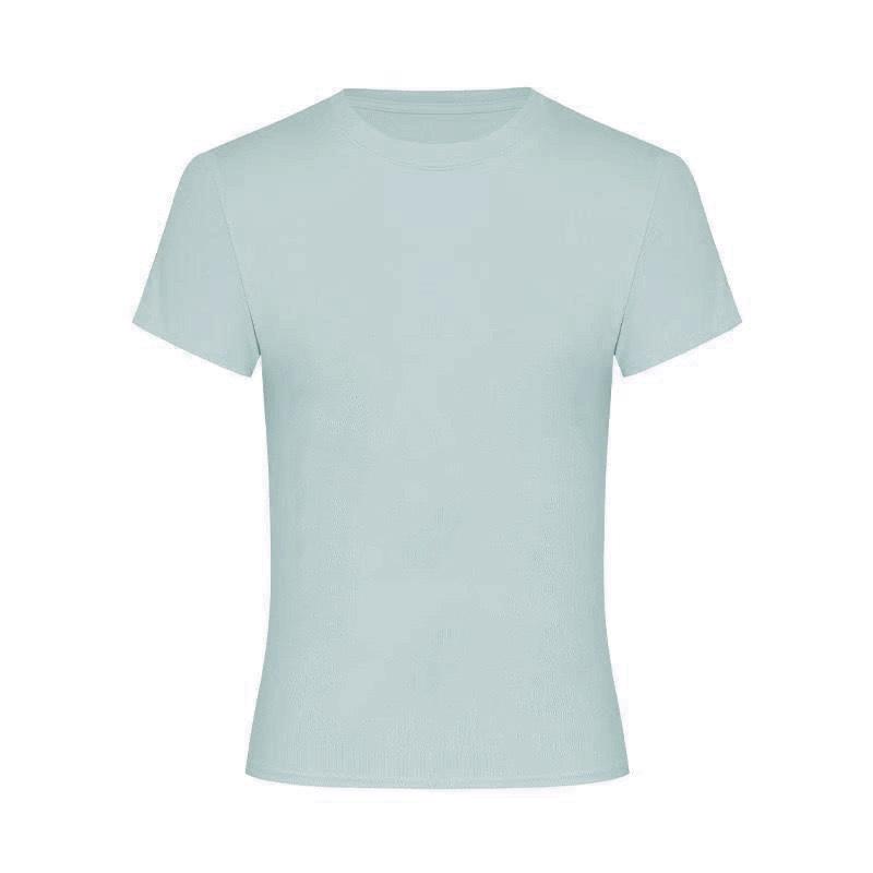 2025 Korean Style Slim Fit Solid Color Short Sleeve T-Shirt for Women