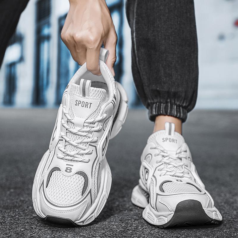 Thick AndComfortable Versatile Sports Shoes 2024 New Mesh Breathable Shoes Men's Sports Running Leisure Fitness Vulcanized Shoes