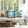 4pcs/set Beach and Seaside Theme Cushions Pillowcase Polyester Cushion Cover Throw Pillow Pillowcover Home Car Sofa Decor