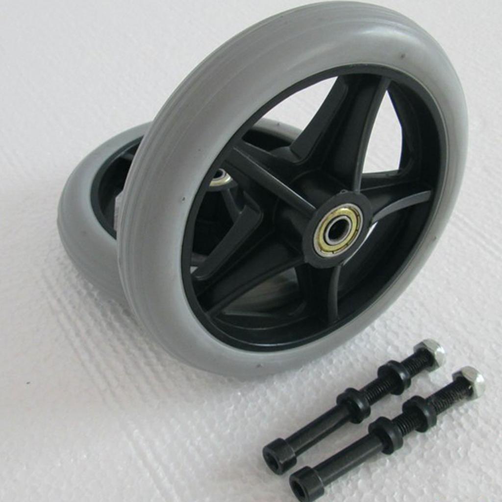 2Pcs 6/7/8in Wheelchair Front Wheel Replacement Universal Caster Wear-resistant Solid Tire Wheel Smooth Easy To Install