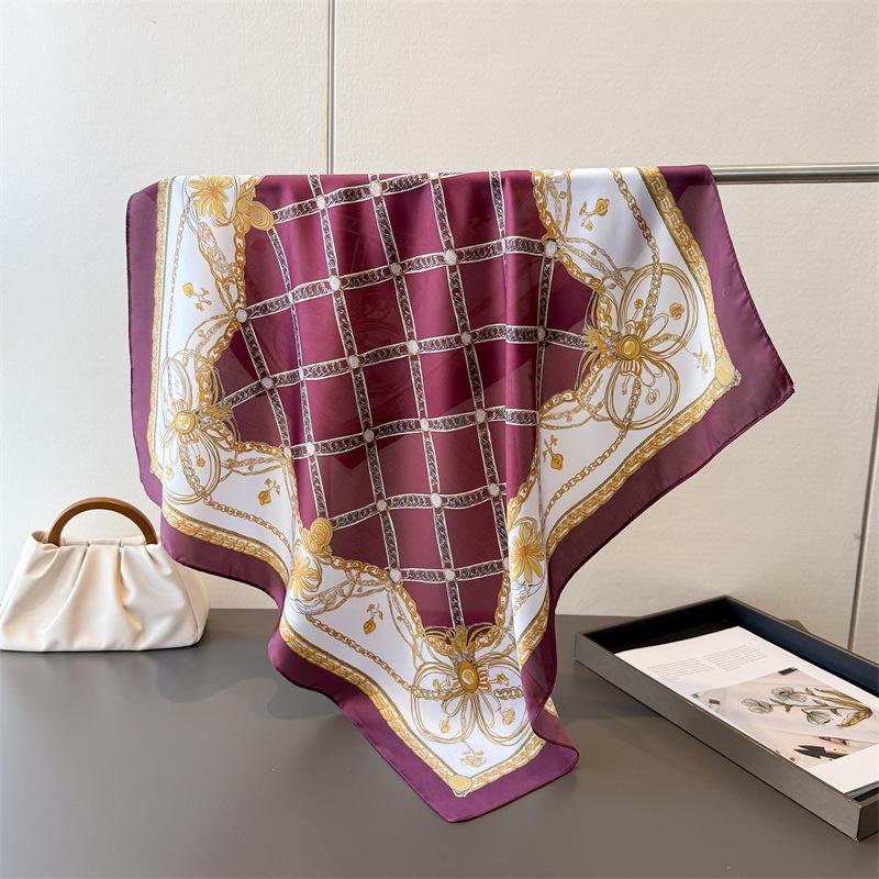 Luxury Design Print Silk Head Scarf For Women Square Hijab Soft Neck Tie Female Fashion Decorate Silk Headscarf Kerchief