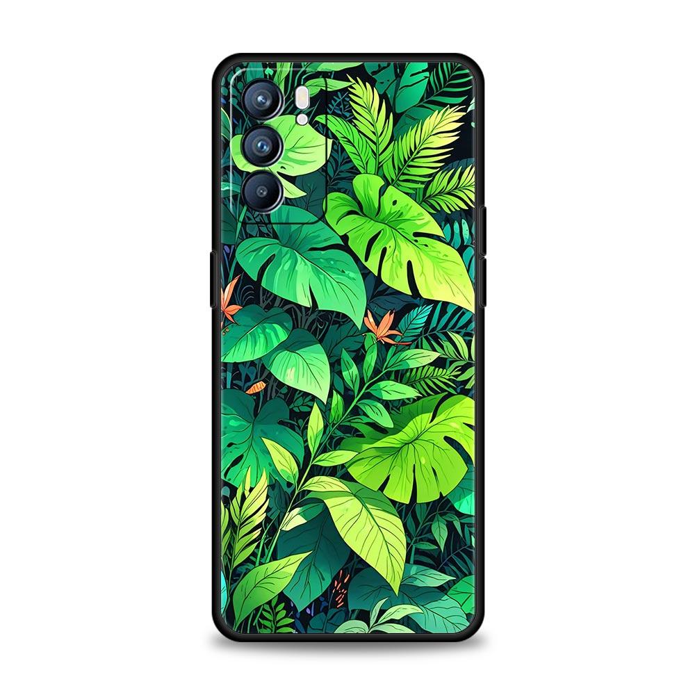 Leaves Monstera Green Phone Case For Oppo Reno14 Reno13 Reno12 11 F 10 Find X5 X9 Pro A54 5G A53 A52 A9 A78 4G A79 A80 A98 Cover