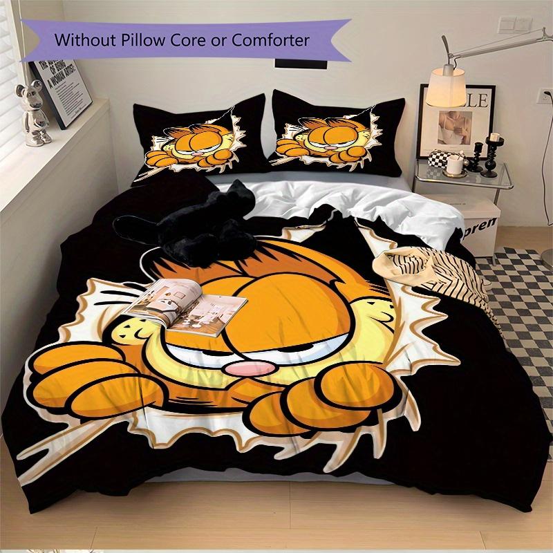 3pcs Garfield Cartoon Character Bedding Set, Including 1 Quilt Cover and 2 Pillow Shams,Soft and Comfortable Home Bedroom.F011