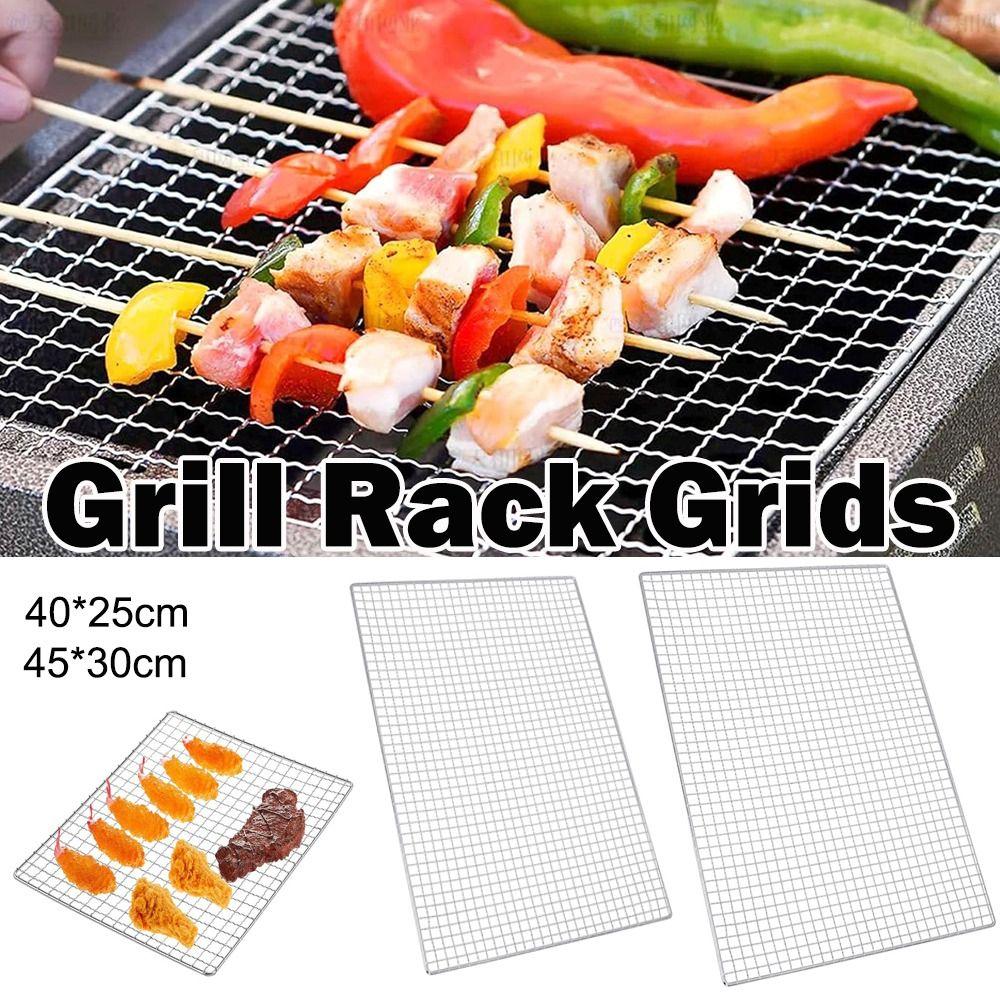 New Stainless Steel Grill Rack Grids Reusable Nonstick Baking Cooling Rack Rectangular Grilling Net Oven