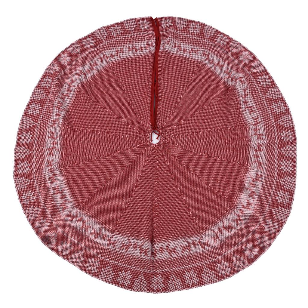 Knitted Christmas Tree Skirt Reusable Xmas Tree Stand Mat Floor Protector Home Party DecorationRed