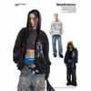 Unisex Hip Hop Graffiti Print Hooded Sweatshirt Loose Fit Long Sleeve Casual Streetwear