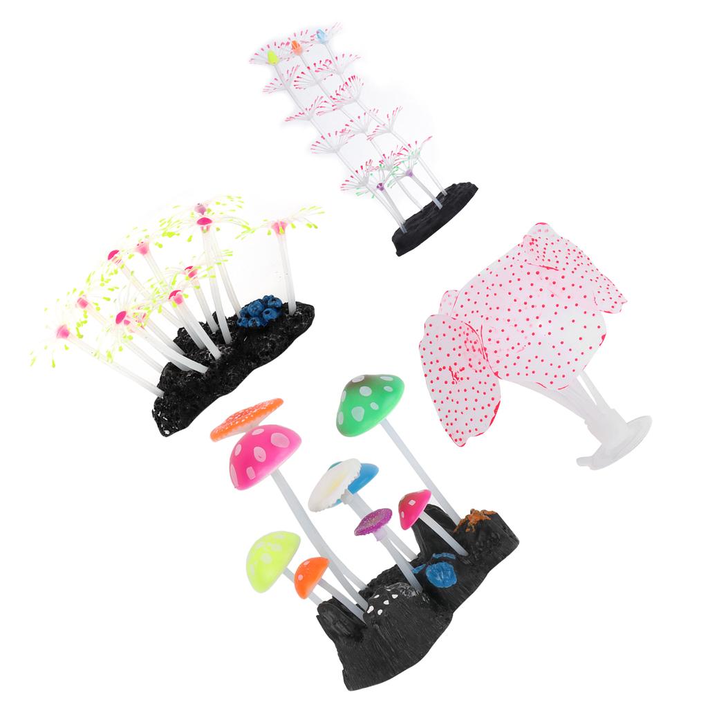 Aquarium Dekorationsset Leuchtende Silikon-Korallendekoration Leuchtende Aquarium-Korallenornamente