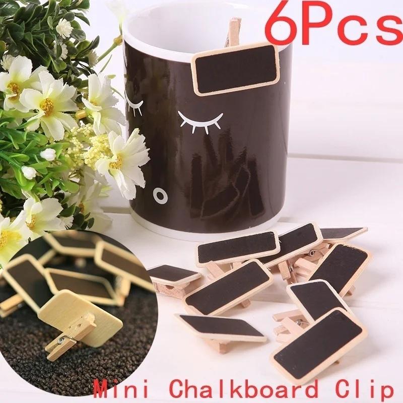 

New 6Pcs Blackboard/Chalkboard For Wedding/Party Lolly Buffets Table Decoration Clips Home Kitchen Storage Bag Clip Supplies