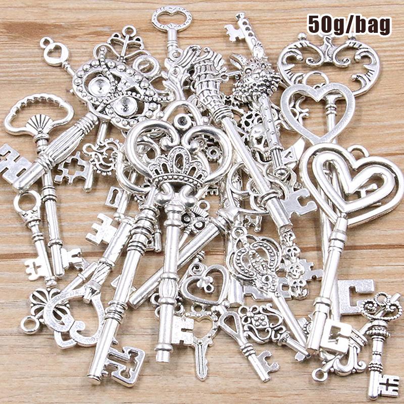 50G/Pack Key Charms Bracelets Necklace Craft Metal Pendant For Jewelry Making Diy Supplies Small Business Supplies