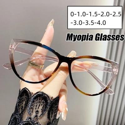 Unisex Cat Eye Blue Light Blocking Near Sight Glasses Luxury Women Men Sqaure Minus Eyeglasses Finished Prescription Myopia