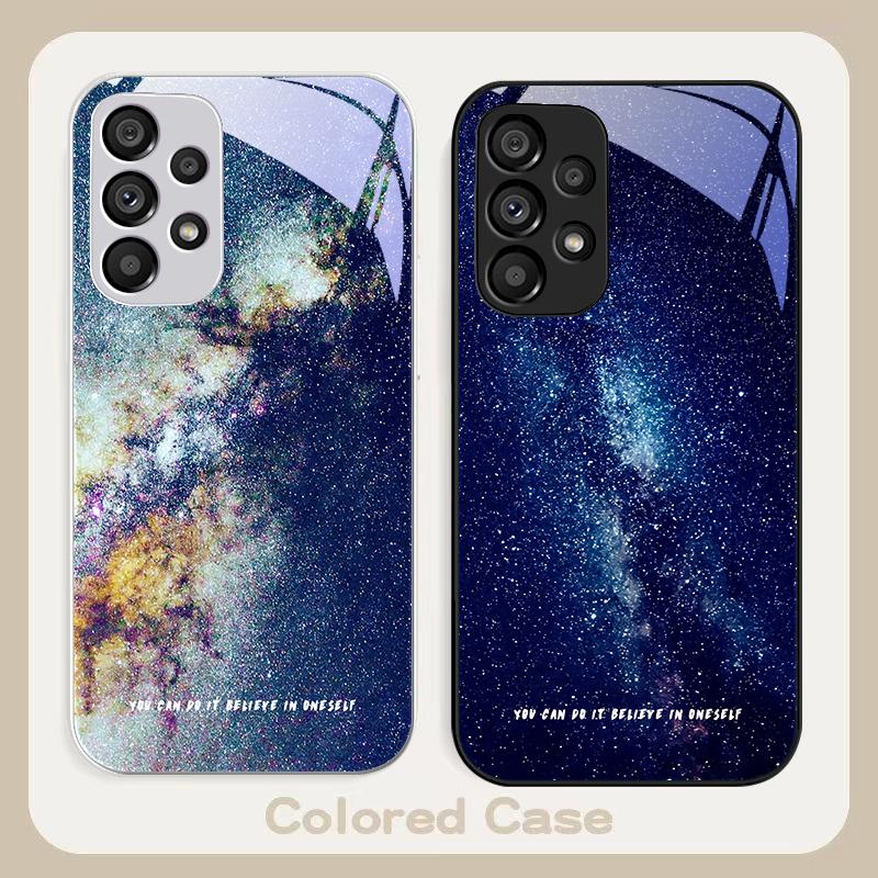 Brilliant Starry Sky For Samsung Galaxy S23 24 Plus S20 21 FE S25 Ultra A70 72 73 51 52 53 Tempered Glass Phone Case