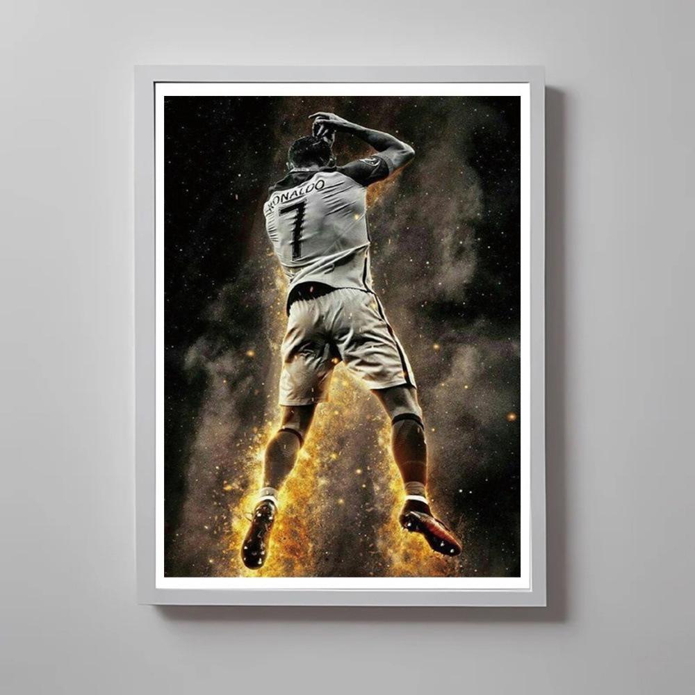 Ronaldo Dynamischer Stil Rahmenloses Motivierendes Fußball Leinwandkunst Poster