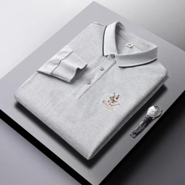 Gestreiftes Baumwollhemd für Herren mittleren Alters, langärmeliges T-Shirt für Herren mittleren Alters, ST-Shirt