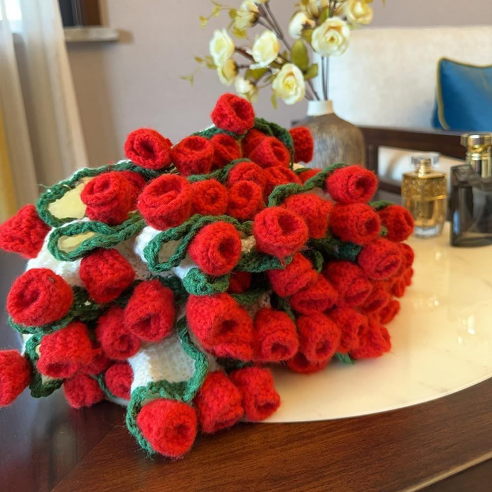 Fashion Rose Bouquet Blanket Finished Rose Nap Blanket Knitted Flower Blanket  Birthday Gift