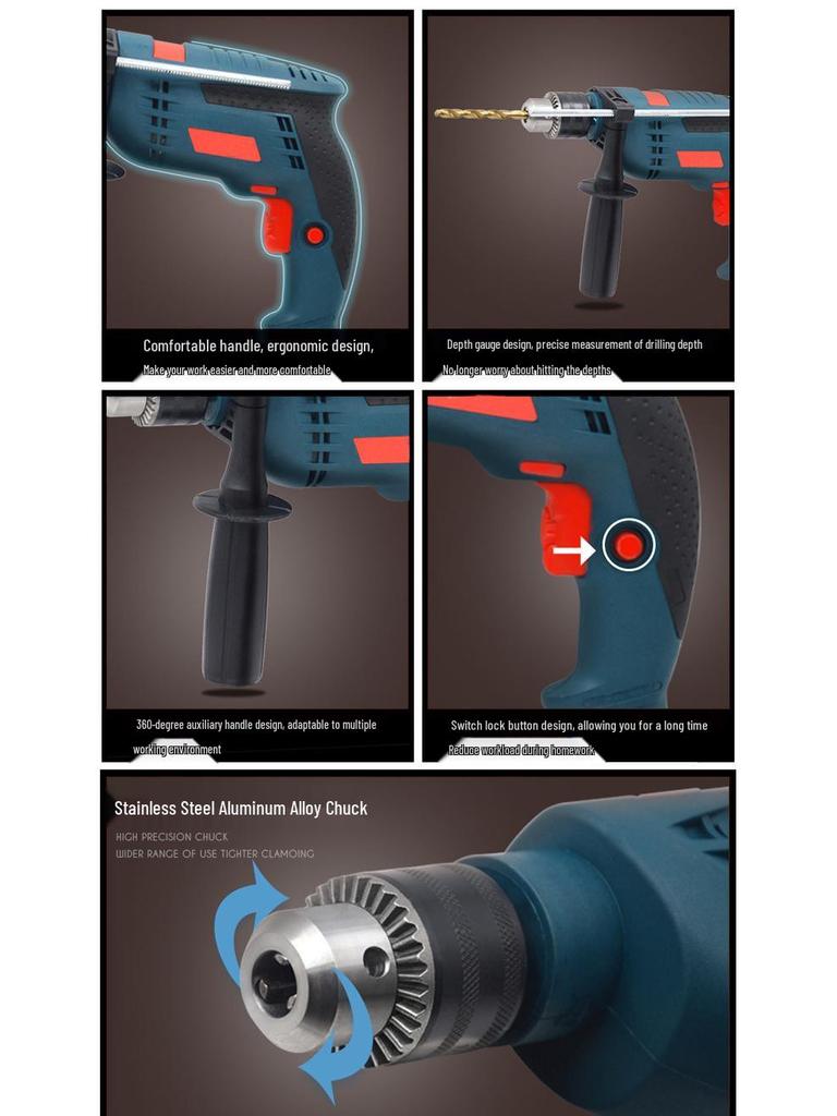Multifunctional Electric Impact Drill & Screwdriver: 220V Handheld Pistol Grip for Household Use