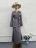 2024 Spring Satin Patchwork Waist-Hugging Long Dress Set for Women