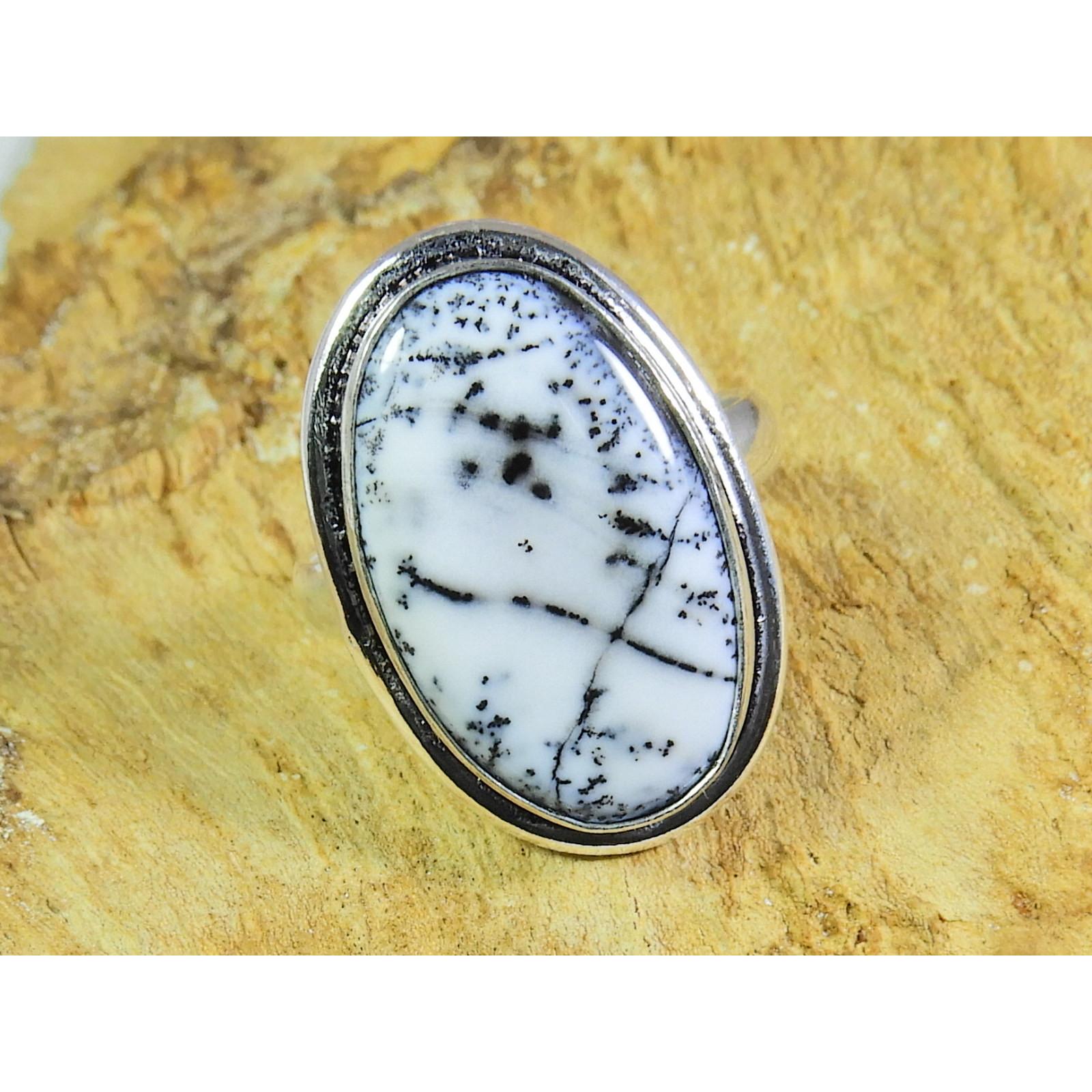 

Natural Dendrite Opal Gemstone 925 Solid Sterling Silver Ring Size US-8 PG-122