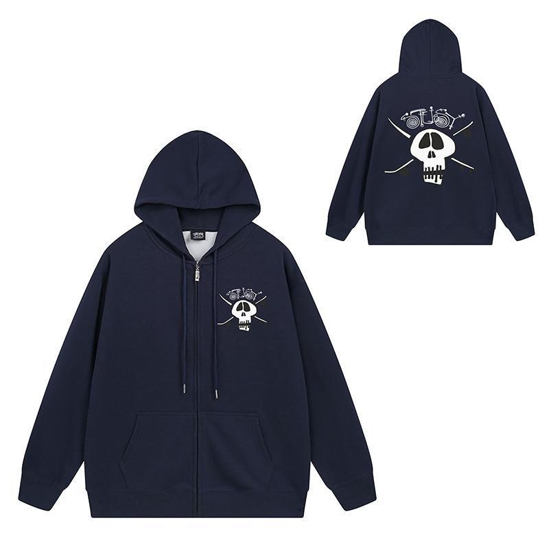 Trendy brand zipper hooded autumn and winter new letter flame pai jiu couple coat