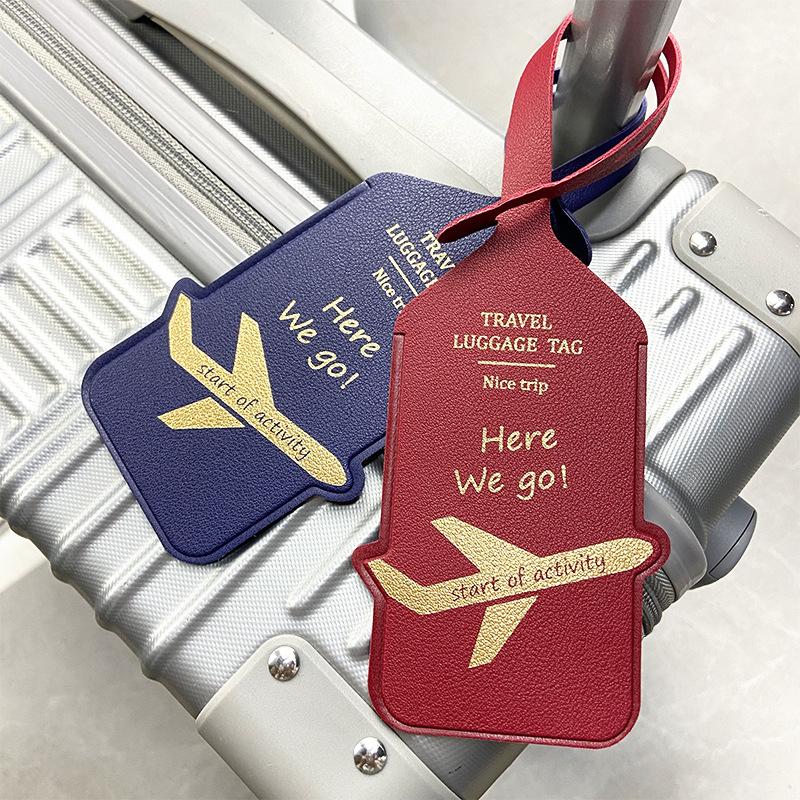 Fashionable Pu Luggage Tag Boarding Pass For Overseas Travel Anti-Loss Name Card Luggage Tag