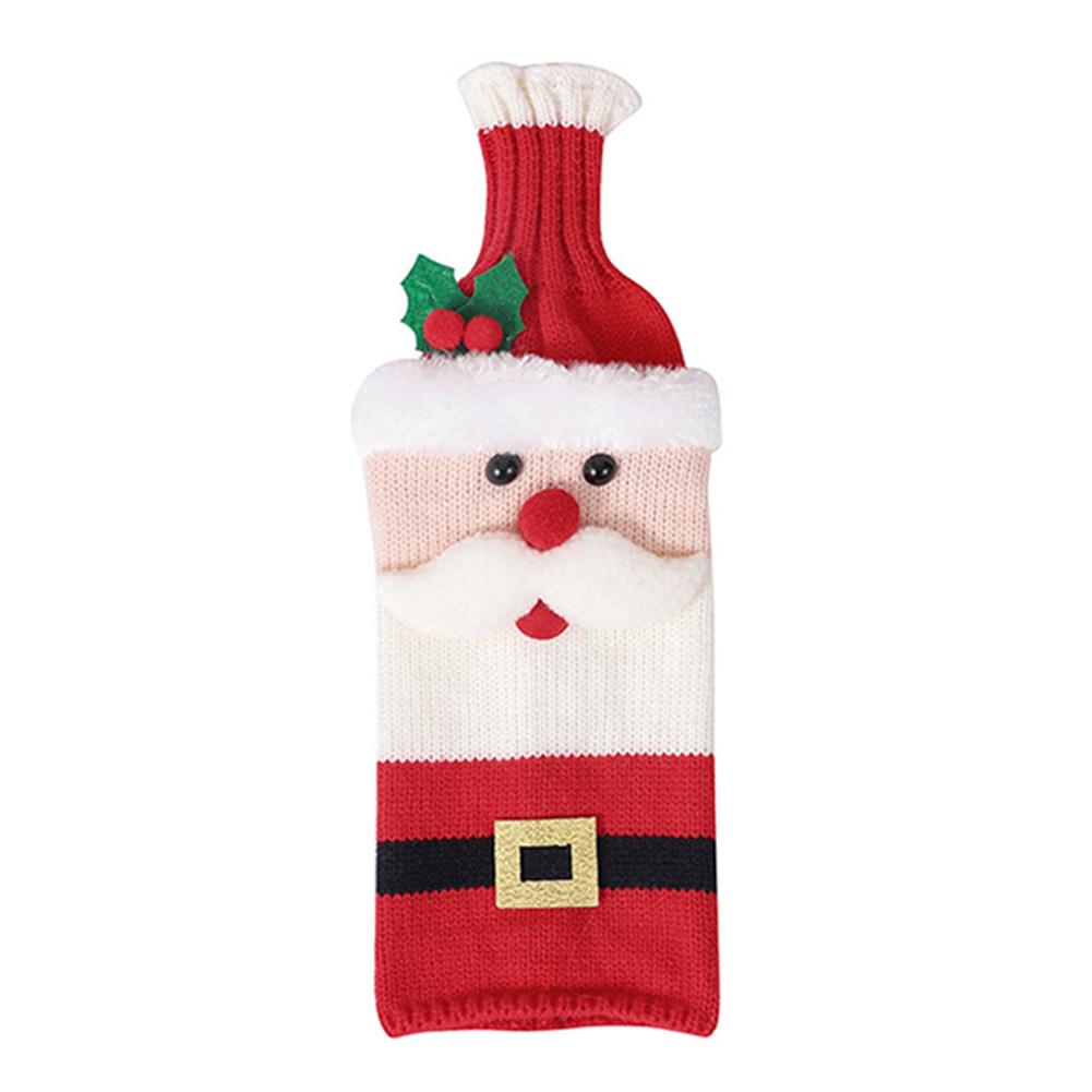 

Christmas Sweater Wine Bottle Cover Cartoon Santa Claus Snowman Knitted Wine Bottle Bag Christmas Party Dinner Table Decoration