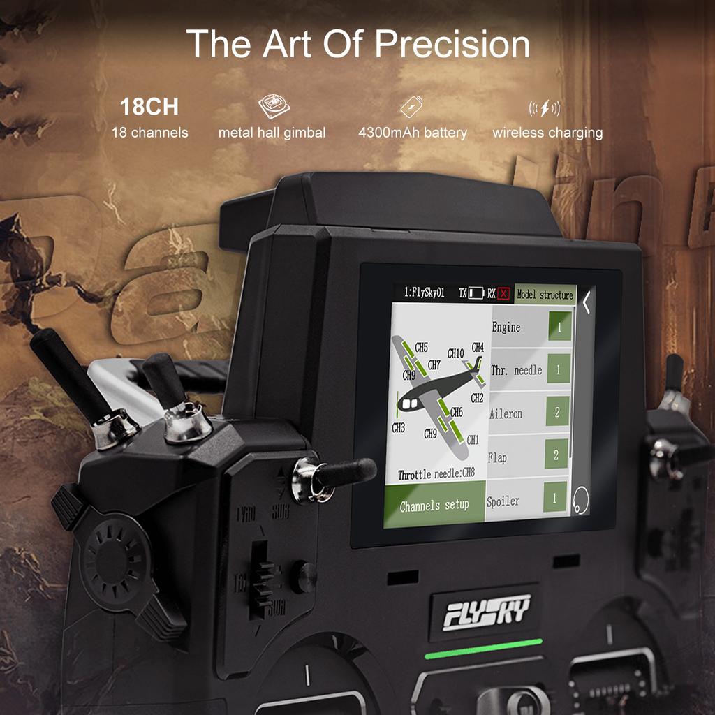 Flysky Paladin PL18 2.4G 18CH Radio Transmitter with FS-FTr10 FTr16S Receiver HVGA 3.5 Inch TFT