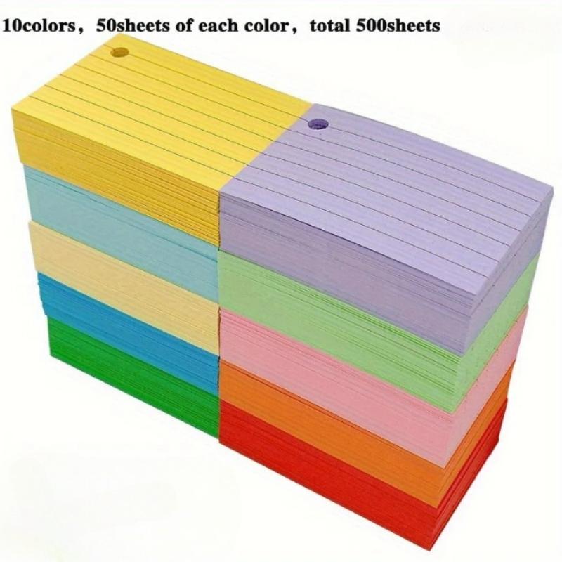 

500-Sheet Lined Colored Index Cards – Ruled Flashcards for Study, Learning, and School Notes – Paper Note Cards