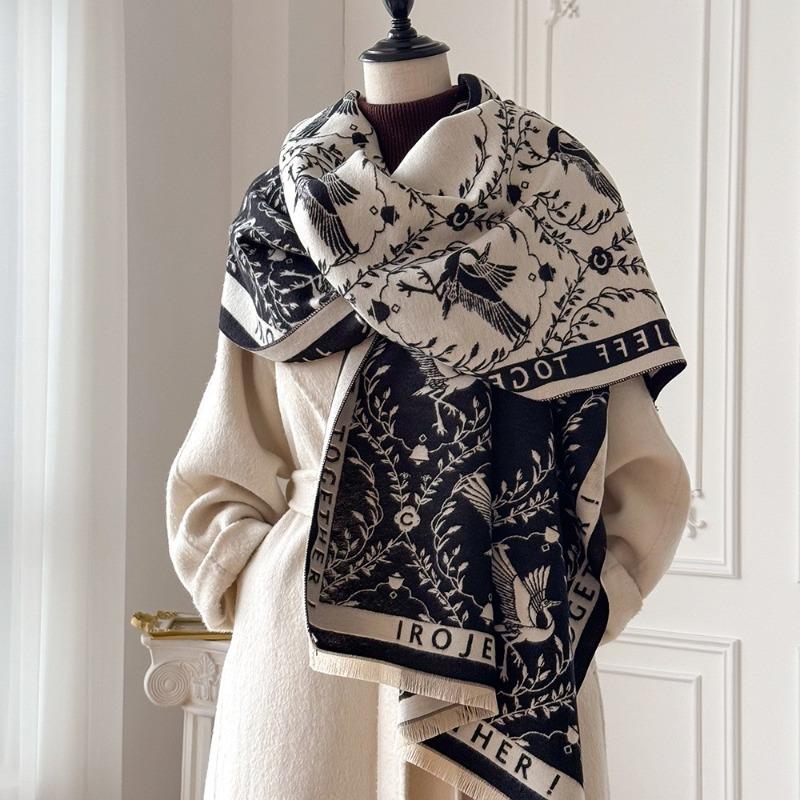 New jacquard landscape painting imitation cashmere scarf women's air-conditioned room shawl autumn and winter thickened warm long scarf