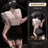 Erotic Lingerie Feminine Lace See-through Deep V Secretary Hip Skirt Pure Desire No Need To Take Off Uniform Set
