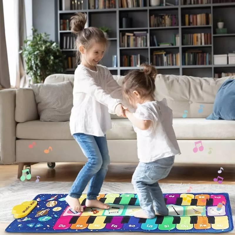 Tapete Vibrante de Piano Dupla Face para Bebês Para Educação Infantil Desenvolvimento Sensorial