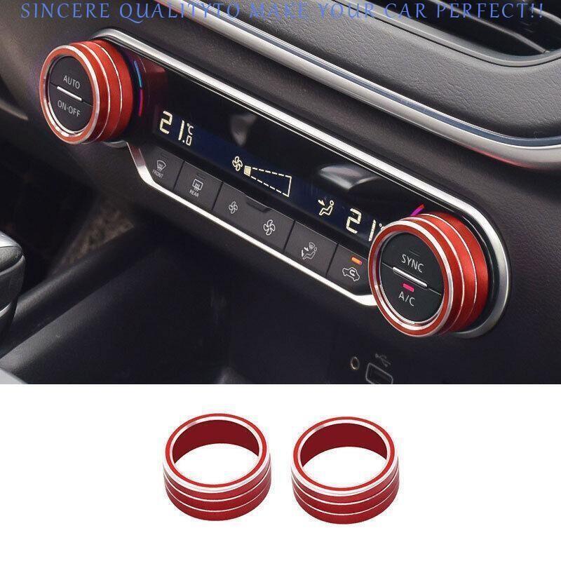 For Nissan Altima 2019-2024 Red Alloy Center Console AC Switch Knob Ring Trim 2X
