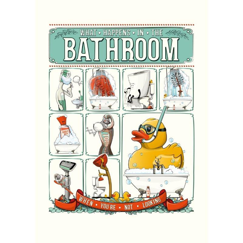 Cartoon In The Bathroom Posters Wall Art Canvas Paintings And Prints HD Pictures For Washroom Room Home Decor Frameless Gifts