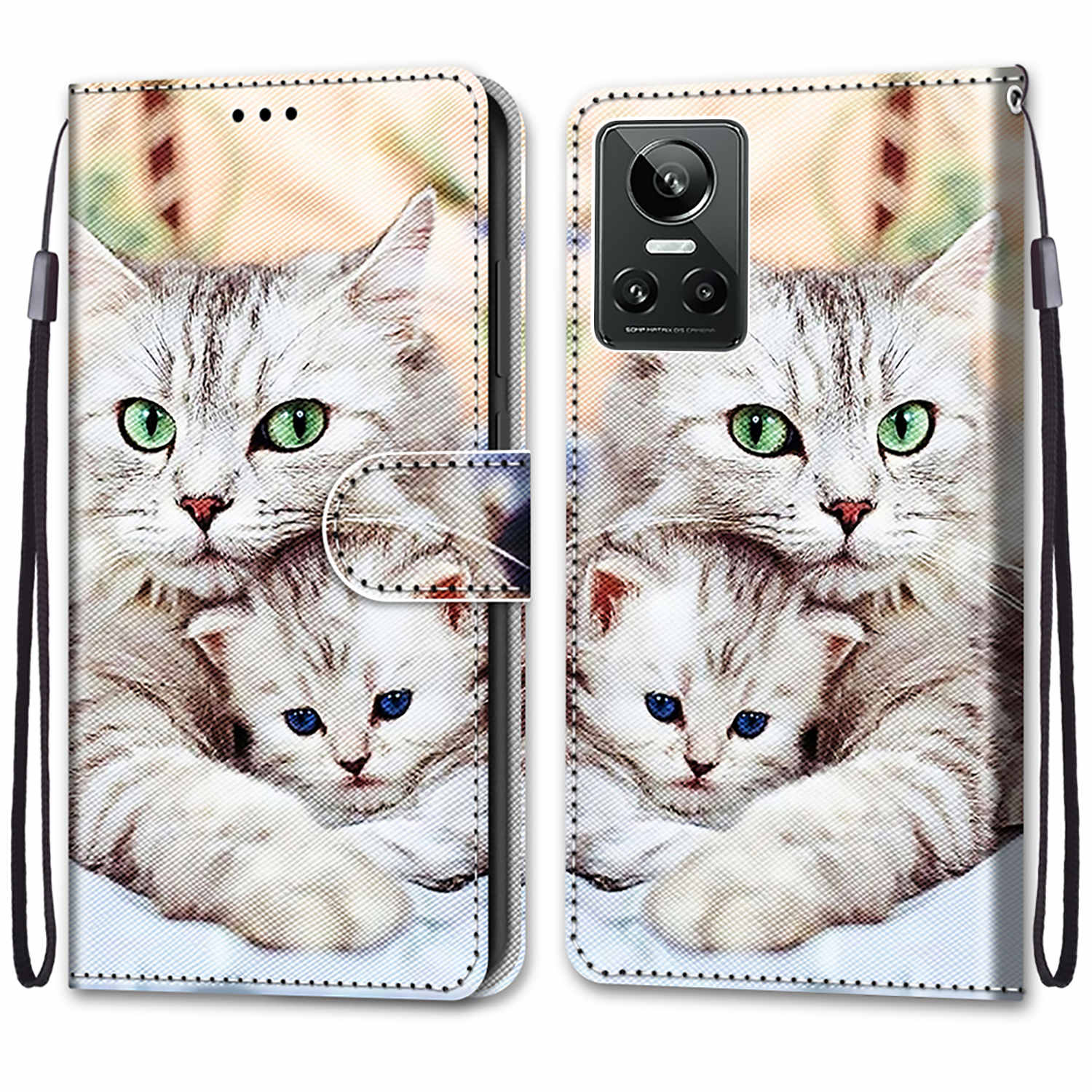 

Роскошный окрашенный кожаный чехол-кошелек в стиле книги, защитный чехол для Oppo A58 5G A58X A1X A8X A78 A96 A94 A95/Realme GT Neo3 V23/Realme Q5i/Find X5 Pro Oppo A53 4G 2020