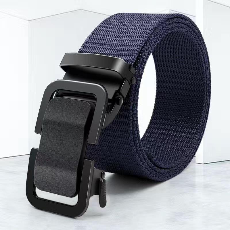 Men's Durable Automatic Buckle Canvas Belt - Wear-Resistant Nylon, Versatile Casual Style.