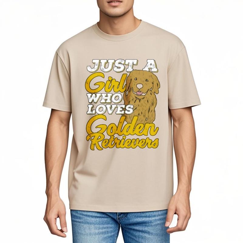 Relaxed Fit For Her Round Neck T Shirt Vintage Just A Girl Who Loves Golden Retrievers Retro Unisex Tee Shirt Comfort Tshirt