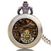 Top Gifts Steampunk Wheel Gear Pendant Pocket Watch Hour Clock Vintage Quartz Analog Round Dial Men Women Necklace Chain Watches