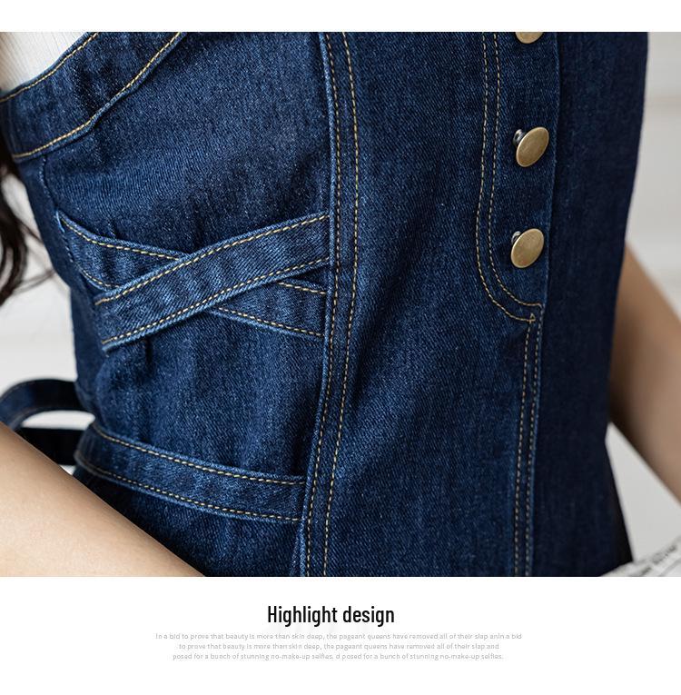 Plus Size Women's Hepburn-Style Denim Sling Dress