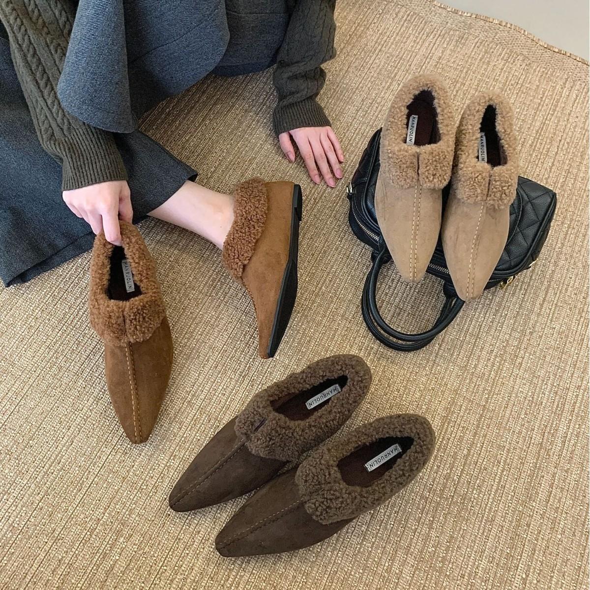 

Ретро бархатные теплые одинарные туфли женские осень и зима новая мода новые черные универсальные и тонкие пушистые туфли хлопковые одинарные туфли 39 темно-коричневого