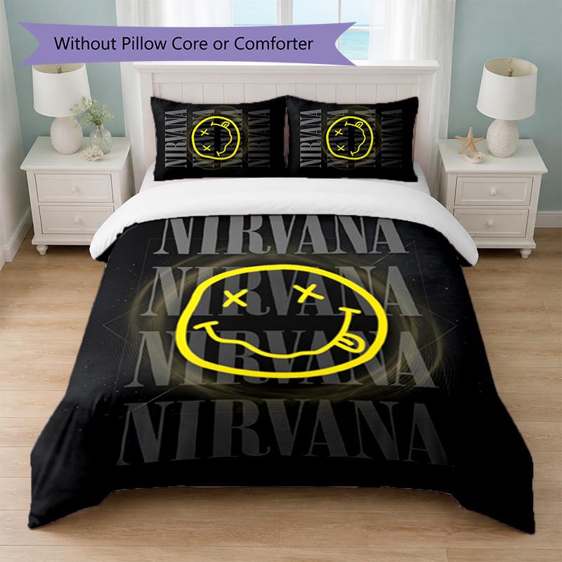 Set Biancheria da Letto 3 Pezzi Stampa Nirvana Copripiumino con Due Federe Biancheria da Letto Morbida per Camera da Letto Domestica
